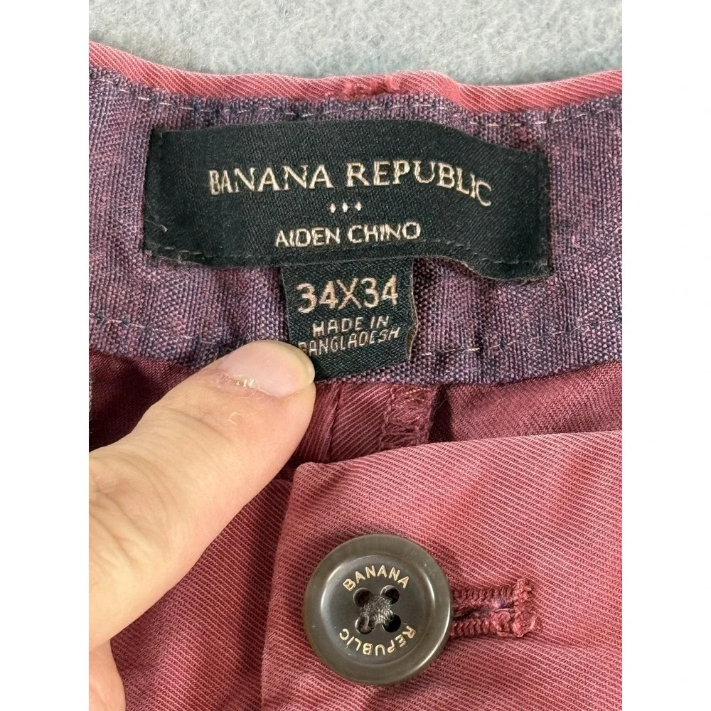 Banana Republic Aiden Chino Pants Mens 34x34 Red Slim Fit Canvas Casual